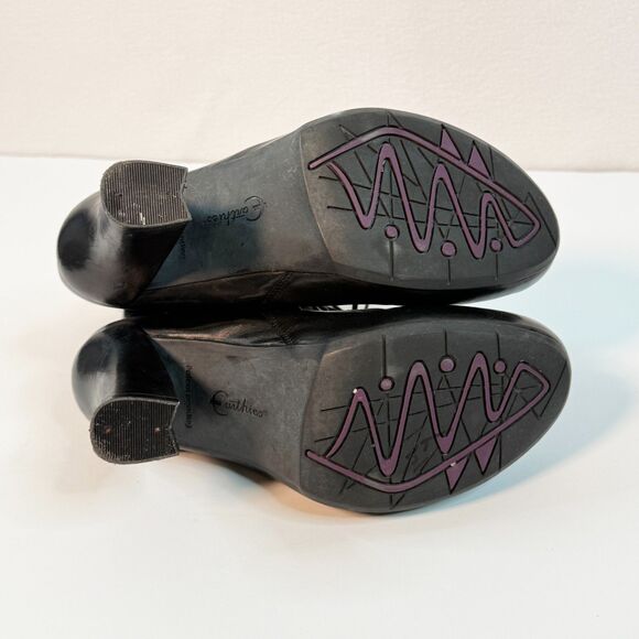 Earthies | Eleganza | Black Silky Leather Witchy Goth Booties | Sz 7.5B - Picture 4 of 8